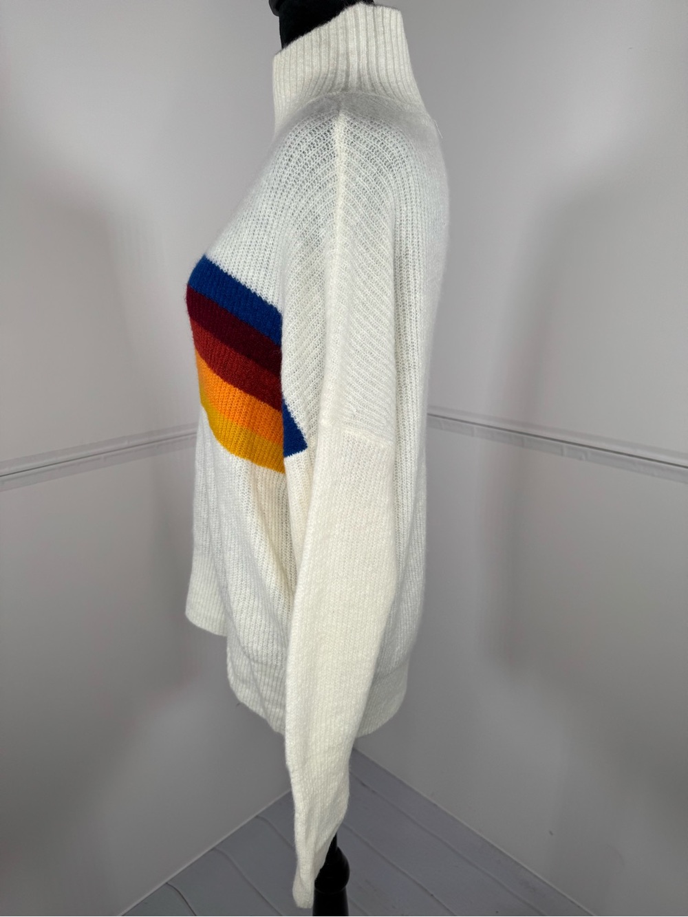 Express Rainbow Stripe Mock Neck Sweater Size Small - Picture 4 of 8